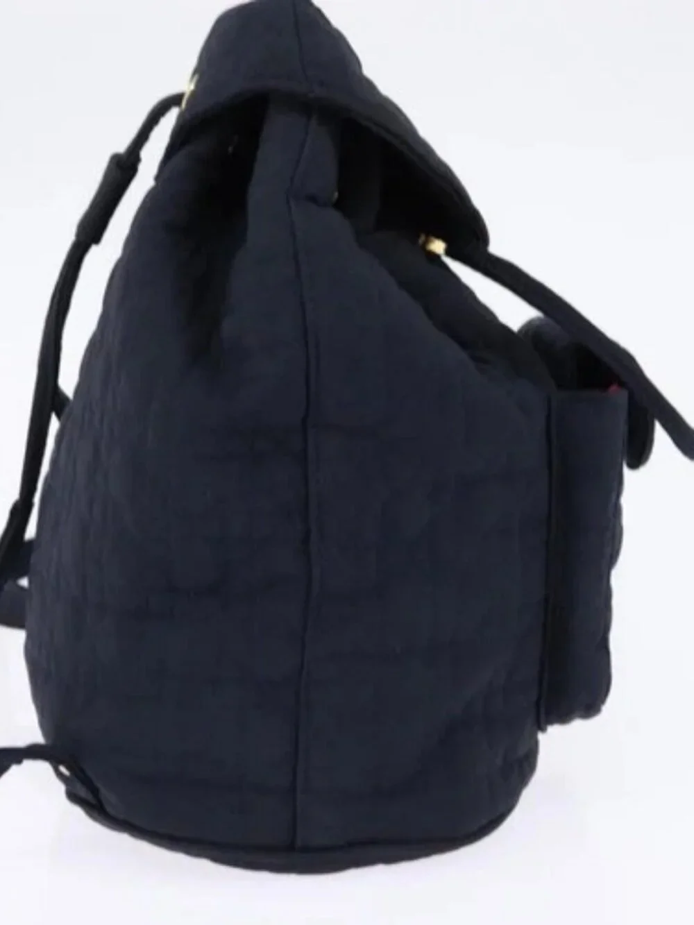 Christian Dior Canage Backpack Nylon Navy Gold Auth 146576